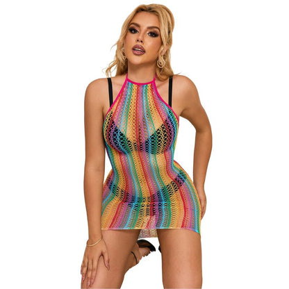SUBBLIME - 952341 REGENBOGEN-NETZKLEID, EINE GRÖSSE