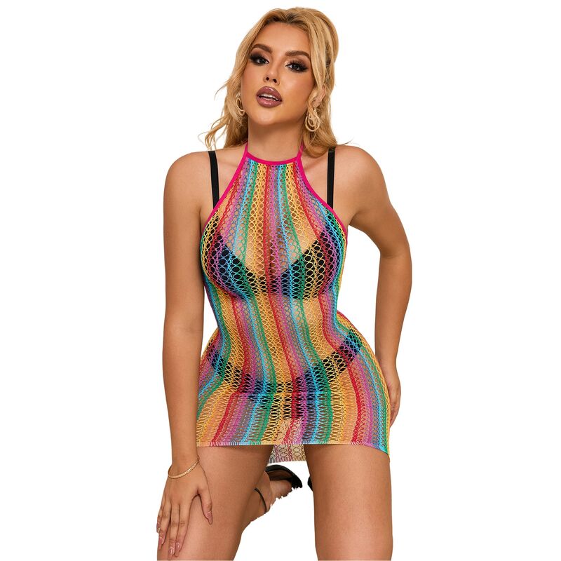 SUBBLIME - 952341 REGENBOGEN-NETZKLEID, EINE GRÖSSE