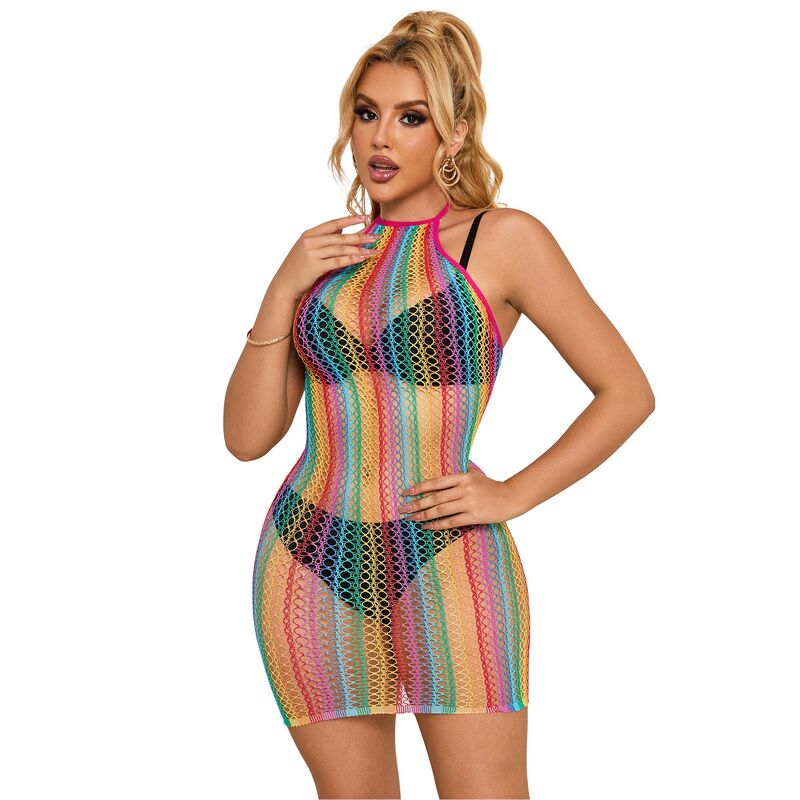SUBBLIME - 952341 REGENBOGEN-NETZKLEID, EINE GRÖSSE