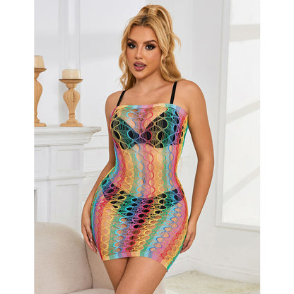 SUBBLIME - 952365 RAINBOW NETZKLEID MIT FREIEN SCHULTERN EINE GRÖSSE