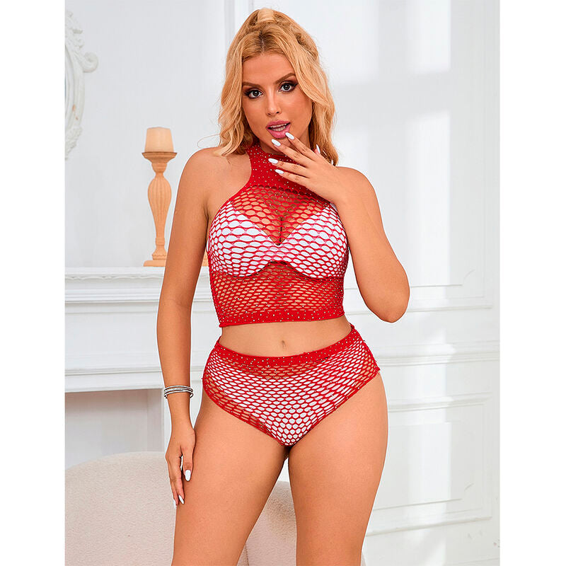 SUBBLIME - 952402 FISHNET SET MIT ROSA DIAMANTEN EINE GRÖSSE