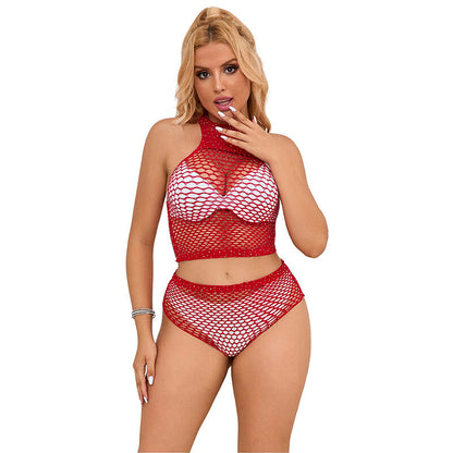 SUBBLIME - 952402 FISHNET SET MIT ROSA DIAMANTEN EINE GRÖSSE