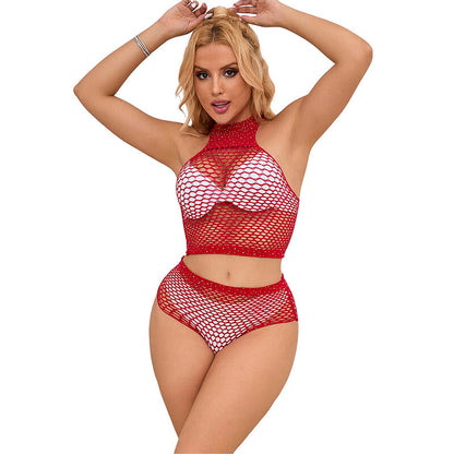 SUBBLIME - 952402 FISHNET SET MIT ROSA DIAMANTEN EINE GRÖSSE