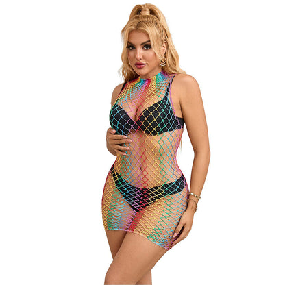 SUBBLIME - 952433 RAINBOW HIGH NECK ÄRMELLOSES NETZKLEID EINE GRÖSSE