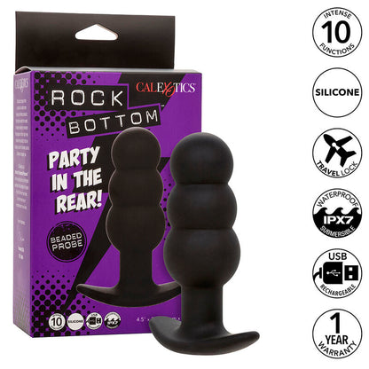 CALEXOTICS - ROCK BOTTOM ANALPLUG MIT PERLEN 10 VIBRATIONEN SILIKON SCHWARZ