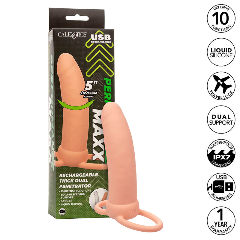 CALEXOTICS - MAXX THICK DUAL PENETRATOR 10 VIBRATIONEN FLESH
