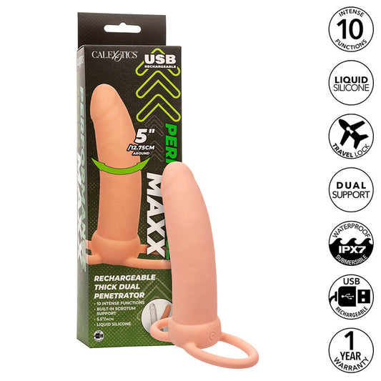 CALEXOTICS - MAXX THICK DUAL PENETRATOR 10 VIBRATIONEN FLESH