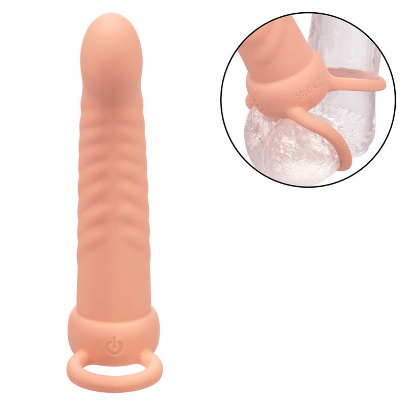 CALEXOTICS - MAXX RIBBED DUAL PENETRATOR 10 VIBRATIONEN FLESH