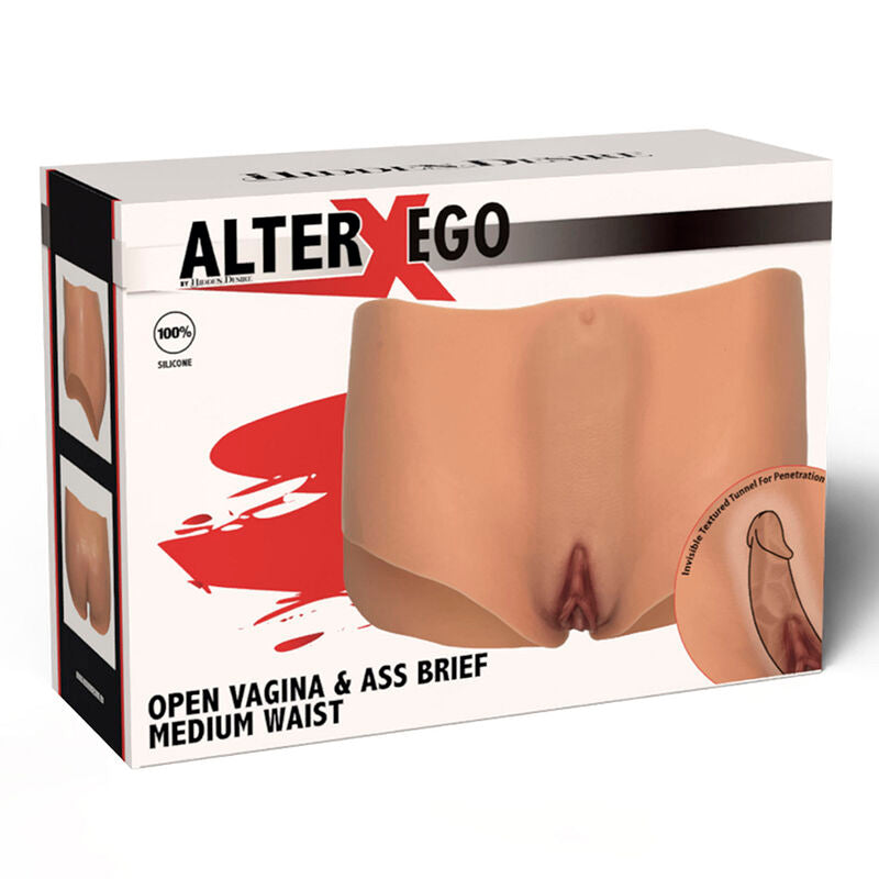 HIDDEN DESIRE - ALTER EGO OFFENER VAGINA- UND ASS-SLIP MIT MITTLERER TAILLE, HAUTFARBEN