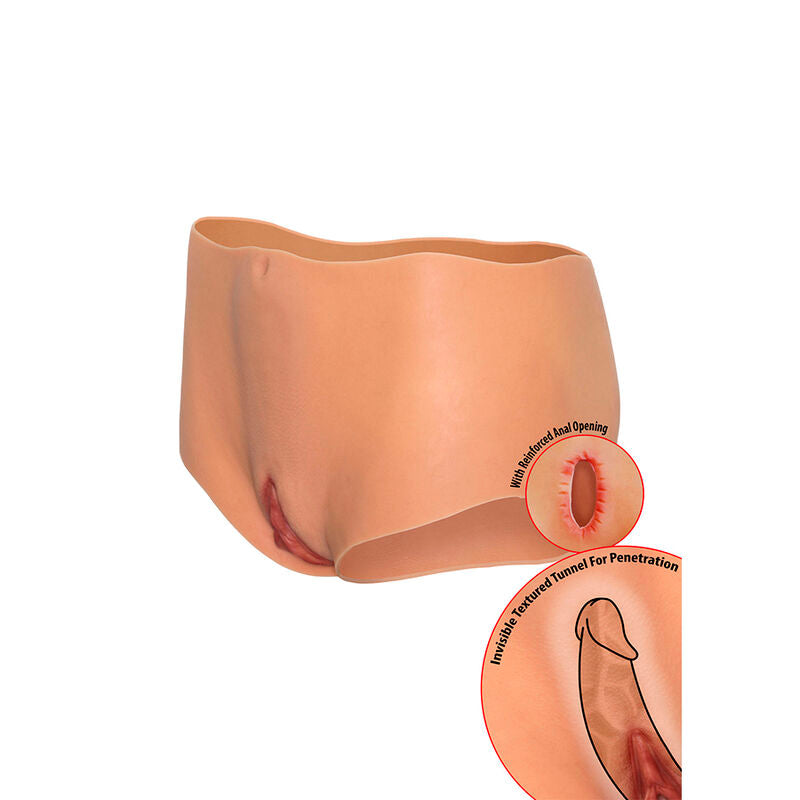 HIDDEN DESIRE - ALTER EGO OFFENER VAGINA- UND ASS-SLIP MIT MITTLERER TAILLE, HAUTFARBEN