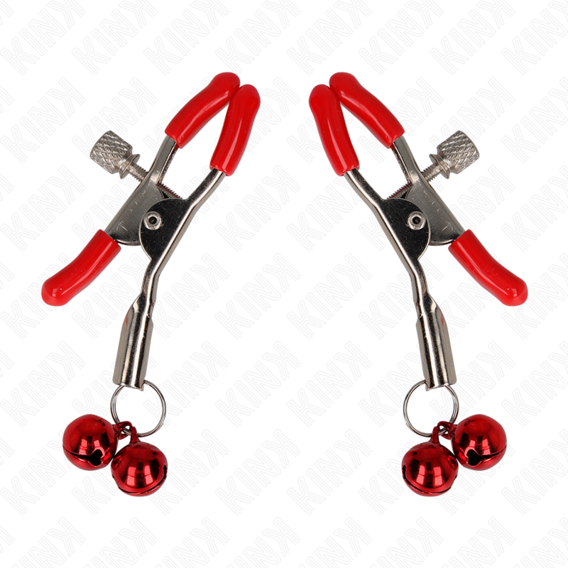 KINK - ROTE DOPPELGLOCKEN-NIPPELKLAMMERE ROT 6 CM