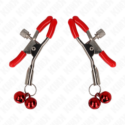 KINK - ROTE DOPPELGLOCKEN-NIPPELKLAMMERE ROT 6 CM