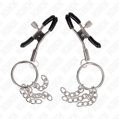 KINK - O-RING NIPPELKLEMME UND KLEINE KETTE SILBER 6 CM