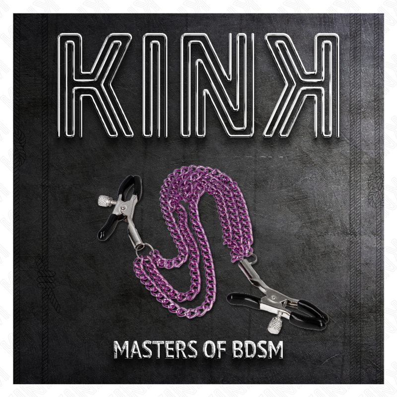 KINK - NIPPELKLAMMER MIT 3 KETTEN LILA 20/23/28 CM