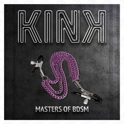 KINK - NIPPELKLAMMER MIT 3 KETTEN LILA 20/23/28 CM