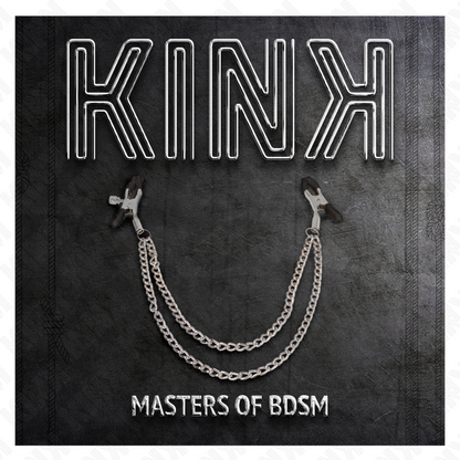 KINK - NIPPELKLAMMER MIT 2 DICKEN KETTEN SILBER 20/23 CM