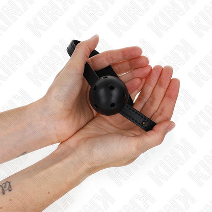 KINK - SIMPLICITY SCHWARZER ATMUNGSAKTIVER BALL 4,5 CM KNEBEL 62 x 1,5 CM