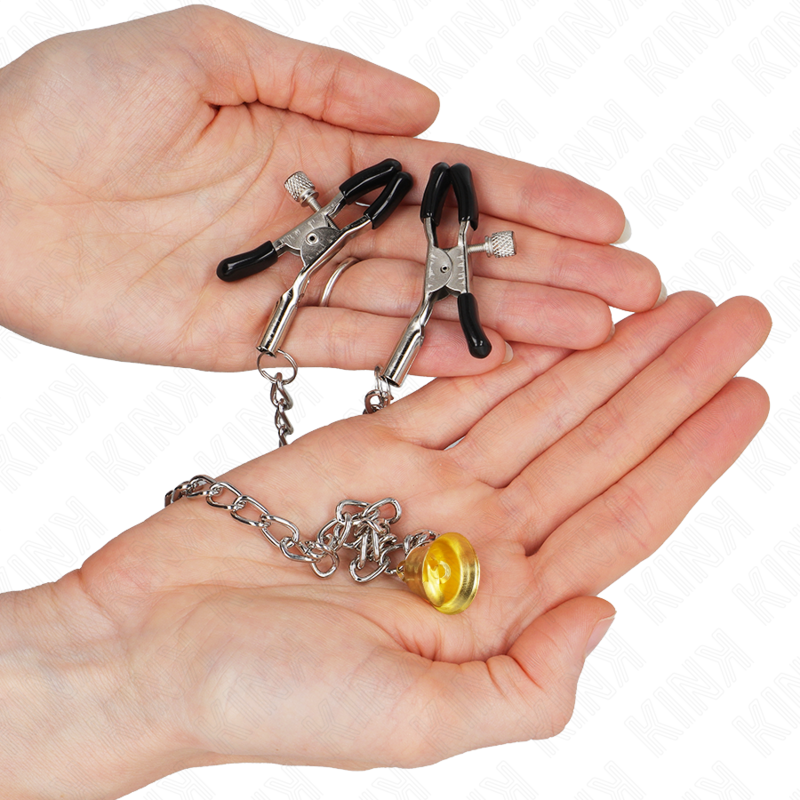 KINK - KETTEN-NIPPELKLAMMERN MIT HORNANHÄNGER 30 CM