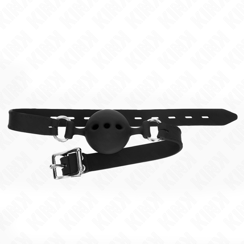 KINK - VOLLSILIKON-KNEBEL 55 x 2 CM MIT 5 CM HODEN GRÖSSE L SCHWARZ VERSTELLBAR 35-51 CM