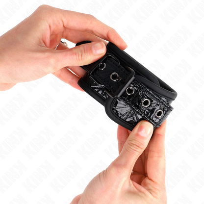 KINK - RAUTENMUSTER HANDGELENKFESSELN SCHWARZ VERSTELLBAR 17-26 CM X 5,5 CM