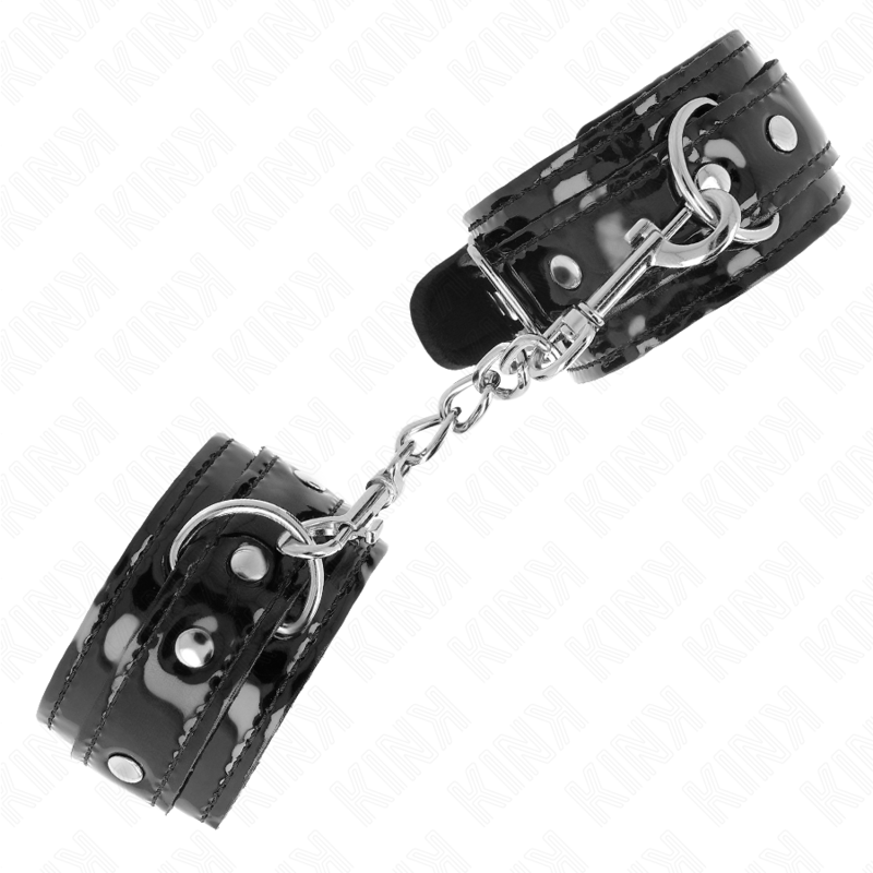 KINK - GLÄNZENDE NEOPREN-HANDMANSCHETTEN, VERSTELLBAR 17-24 CM X 4,5 CM