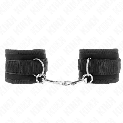 KINK - NYLON BIND HANDGELENKFESSELN MIT KLETTVERSCHLUSS SCHWARZ MODELL 2 VERSTELLBAR 18-35 CM X 6 CM