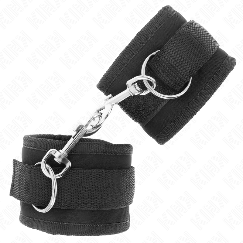 KINK - NYLON BIND HANDGELENKFESSELN MIT KLETTVERSCHLUSS SCHWARZ MODELL 2 VERSTELLBAR 18-35 CM X 6 CM