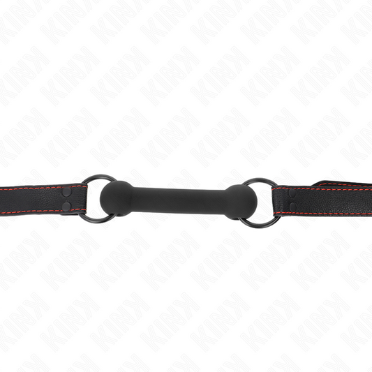 KINK - KNOCHENKNEBEL MIT KUNSTLEDERRIEMEN SCHWARZ VERSTELLBAR 41-57 CM