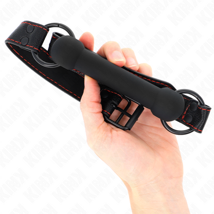 KINK - KNOCHENKNEBEL MIT KUNSTLEDERRIEMEN SCHWARZ VERSTELLBAR 41-57 CM