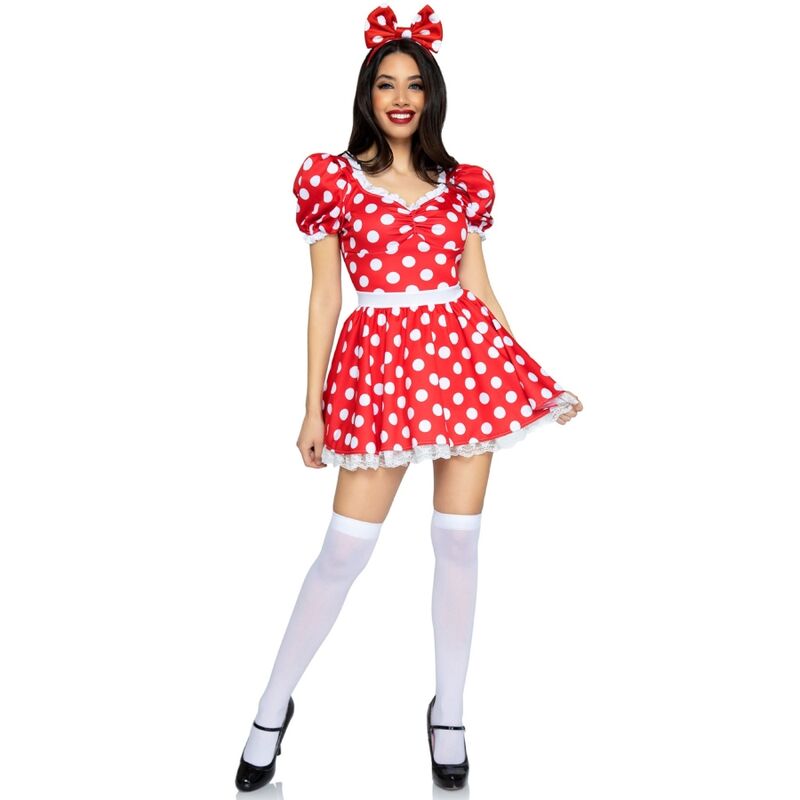 LEG AVENUE - POLKA DOT KLEID + STIRNBAND ROT/WEISS S