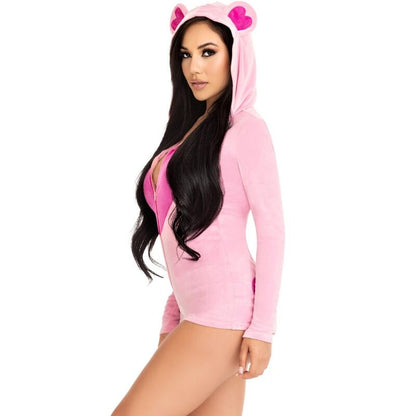 LEG AVENUE - TEDDYBÄR-SAMT-Bodysuit, ROSA, S