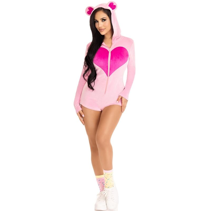 LEG AVENUE - TEDDYBÄR-SAMT-Bodysuit, ROSA, S