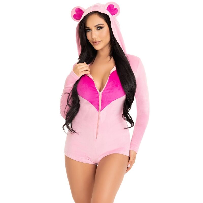 LEG AVENUE - TEDDYBÄR-SAMT-Bodysuit, ROSA, S