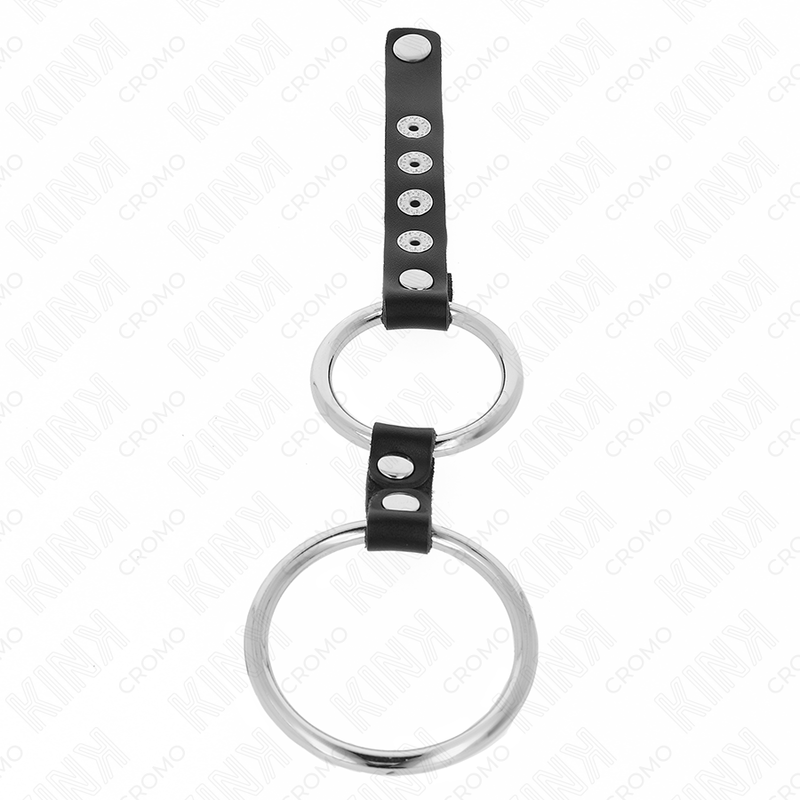 KINK - DOPPELTER METALL-PENISRING 3,8 CM BIS 5 CM MIT LEDER VERBUNDEN