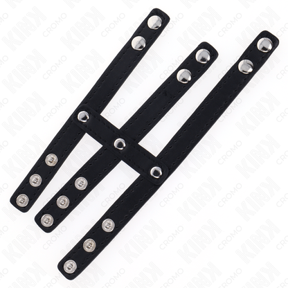 KINK - DREIFACH LEDER-PENISRING MIT DRUCKVERSCHLUSS