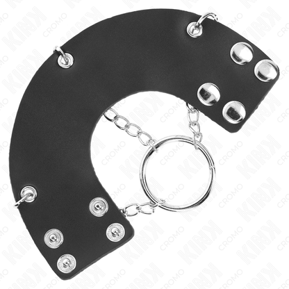 KINK - PENISRING 4 CM KETTE 7 CM METALL MIT LEDERGÜRTEL