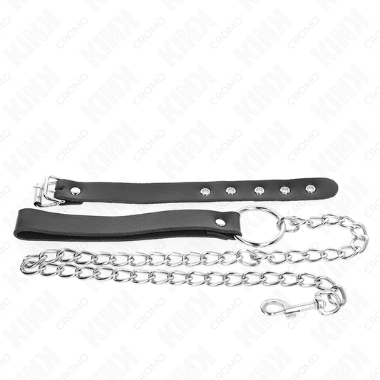 KINK - LEDER-PENISRING MIT RIEMEN 21,5 X 2 CM UND METALLKETTE 60 CM