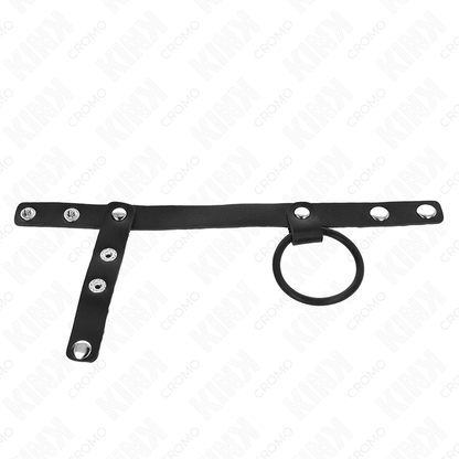 KINK - SILIKON-PENISRING 3,8 CM MIT HODENTEILER UND LEDERBAND 22 X 1,5 CM