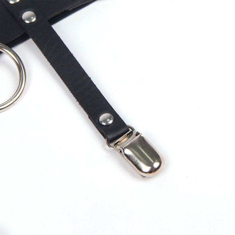 SUBBLIME - 953744 VERSTELLBARES PUNK-STRUMPFHALTER AUS LEDER SCHWARZ EINE GRÖSSE