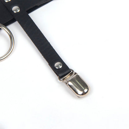 SUBBLIME - 953744 VERSTELLBARES PUNK-STRUMPFHALTER AUS LEDER SCHWARZ EINE GRÖSSE