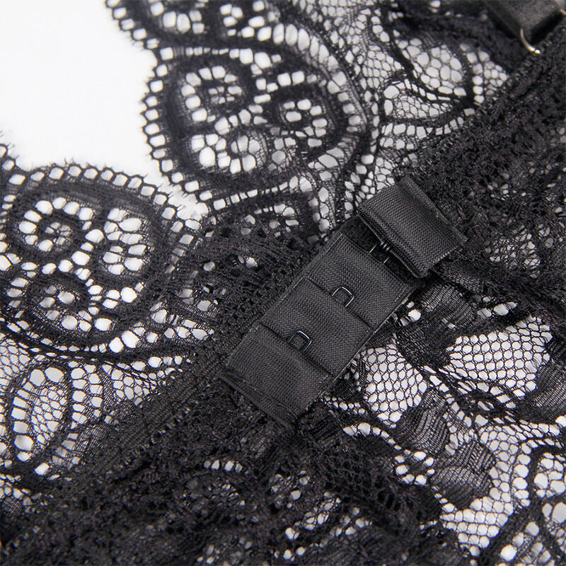 SUBBLIME - 953928 SEIDE UND SPITZE NACHTHEMD + HÖSCHEN SCHWARZ L/XL