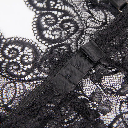 SUBBLIME - 953928 SEIDE UND SPITZE NACHTHEMD + HÖSCHEN SCHWARZ L/XL