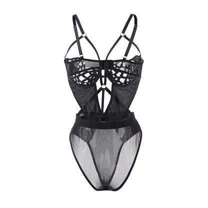 SUBBLIME - 954055 SEXY SPITZEN-Bodysuit SCHWARZ S/M