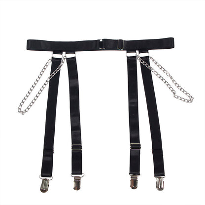 SUBBLIME - 954260 BODY MIT KETTEN + STRUMPFGÜRTEL SCHWARZ S/M