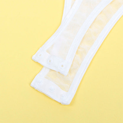 SUBBLIME - 954284 BODY MIT KETTEN + STRUMPFGÜRTEL WEISS S/M