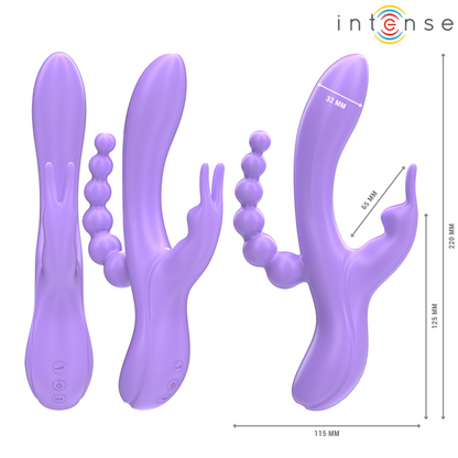 INTENSE - MIKO DREIFACHVIBRATOR RABBIT &amp; STIMULATOR &amp; ANAL 7 VIBRATIONEN LILA