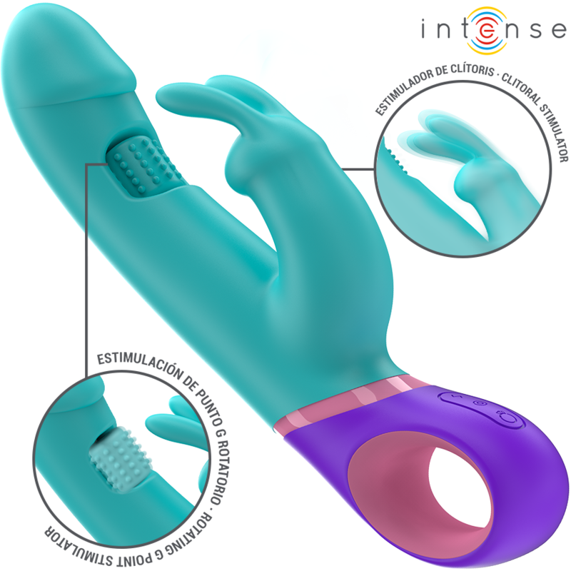 INTENSE - MONICA RABBIT VIBRATOR MIT ROTIERENDEM G-PUNKT-STIMULATOR BLAU