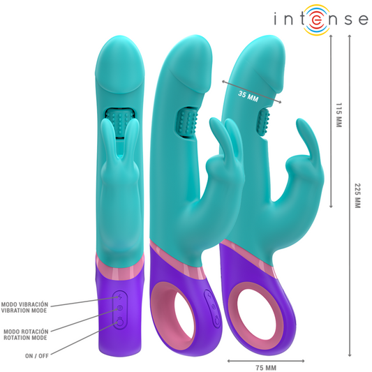 INTENSE - MONICA RABBIT VIBRATOR MIT ROTIERENDEM G-PUNKT-STIMULATOR BLAU