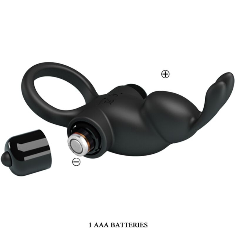 PRETTY LOVE - VIBRIERENDER RING + RABBIT-KLITORISSTIMULATOR 10 VIBRATIONEN SCHWARZ