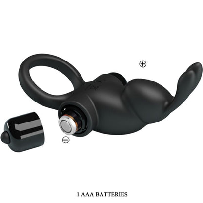 PRETTY LOVE - VIBRIERENDER RING + RABBIT-KLITORISSTIMULATOR 10 VIBRATIONEN SCHWARZ